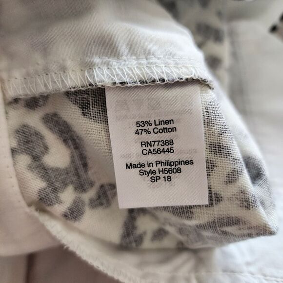 J Crew black white animal print scalloped hem chino shorts linen blend size 4 - Picture 5 of 6